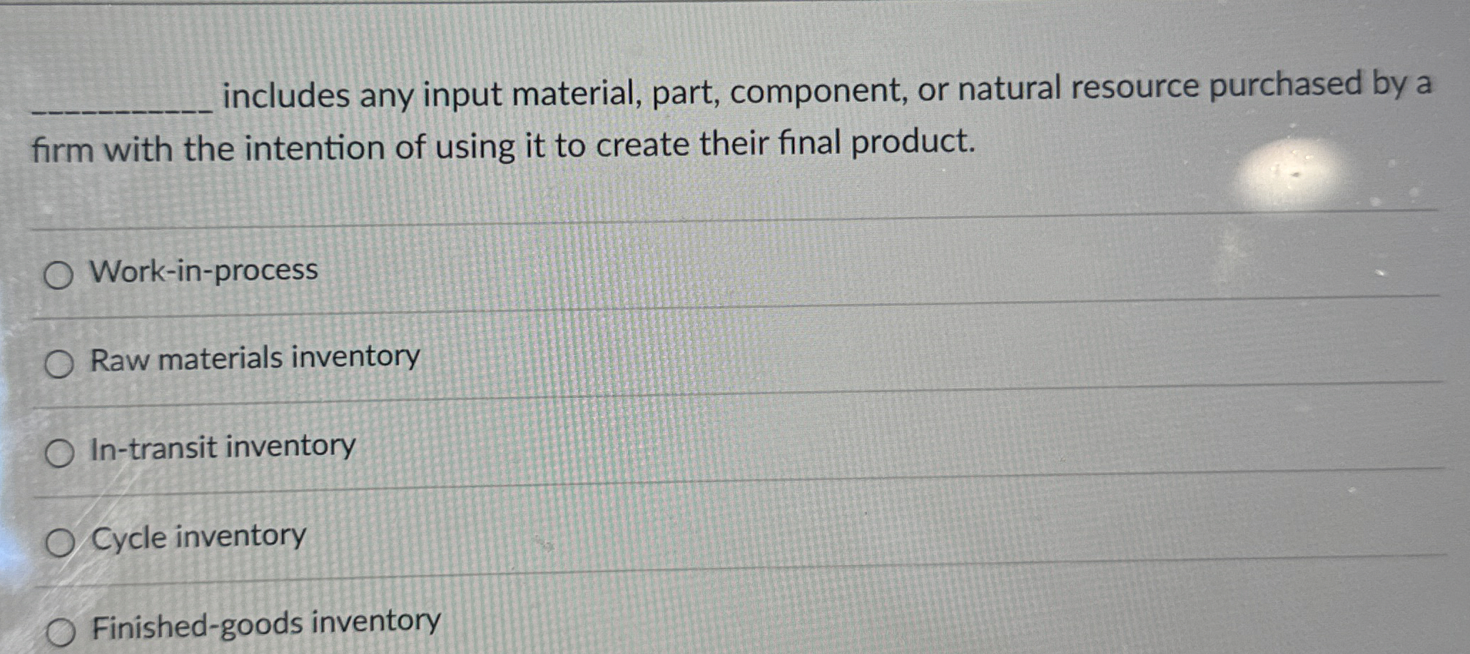  q, includes any input material, part, component, or natural resource purchased
