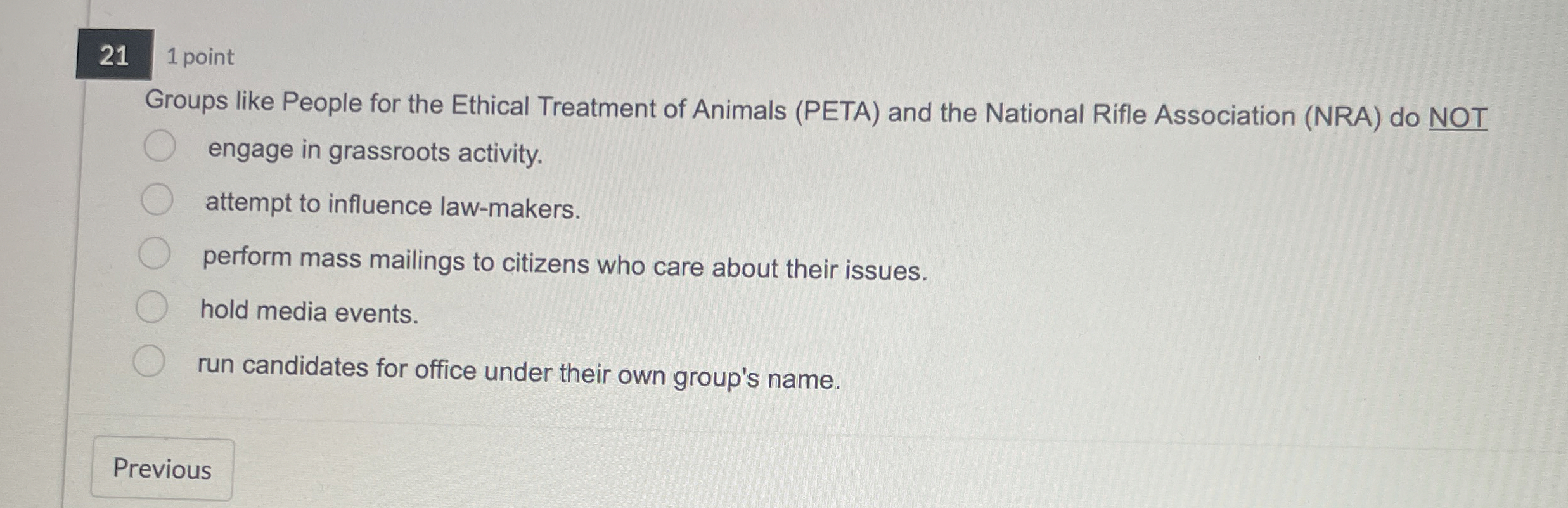  21 1 point Groups like People for the Ethical Treatment of