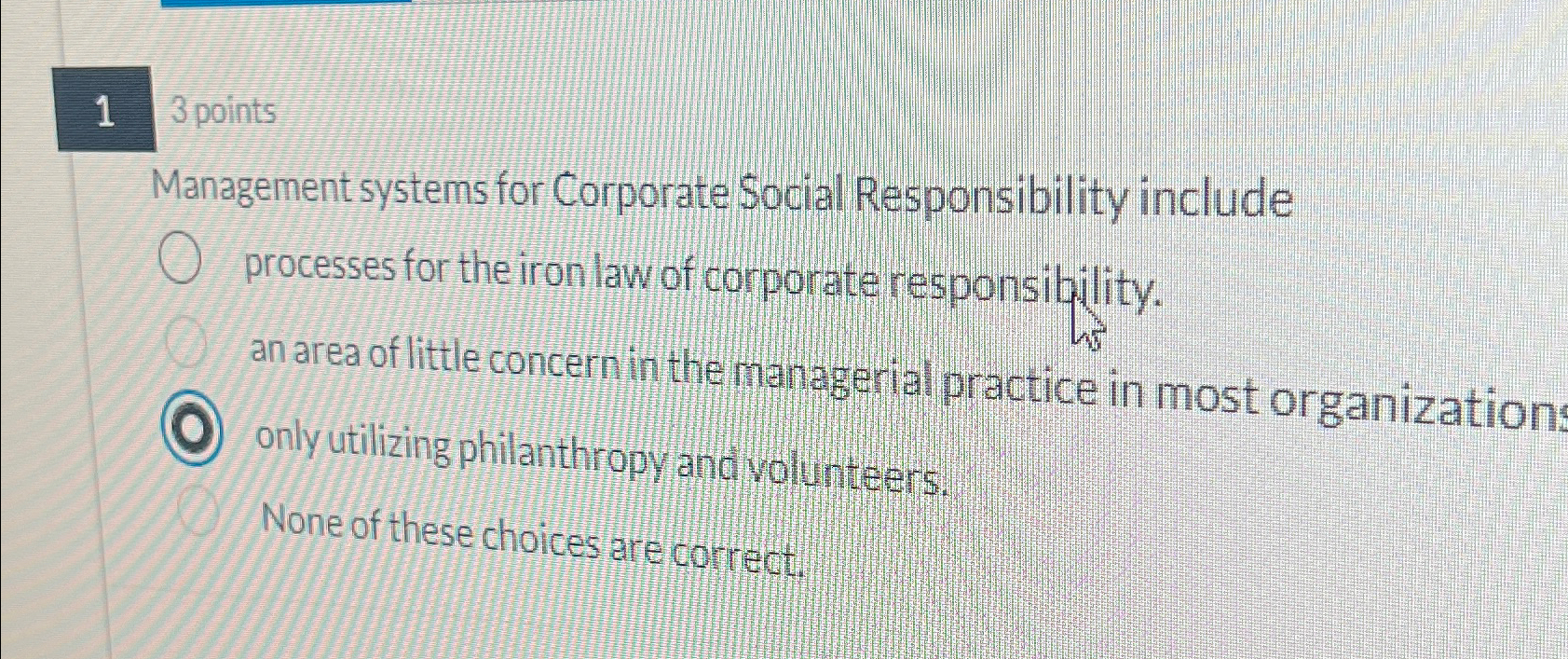  13 points Management systems for Corporate Social Responsibility include processes for