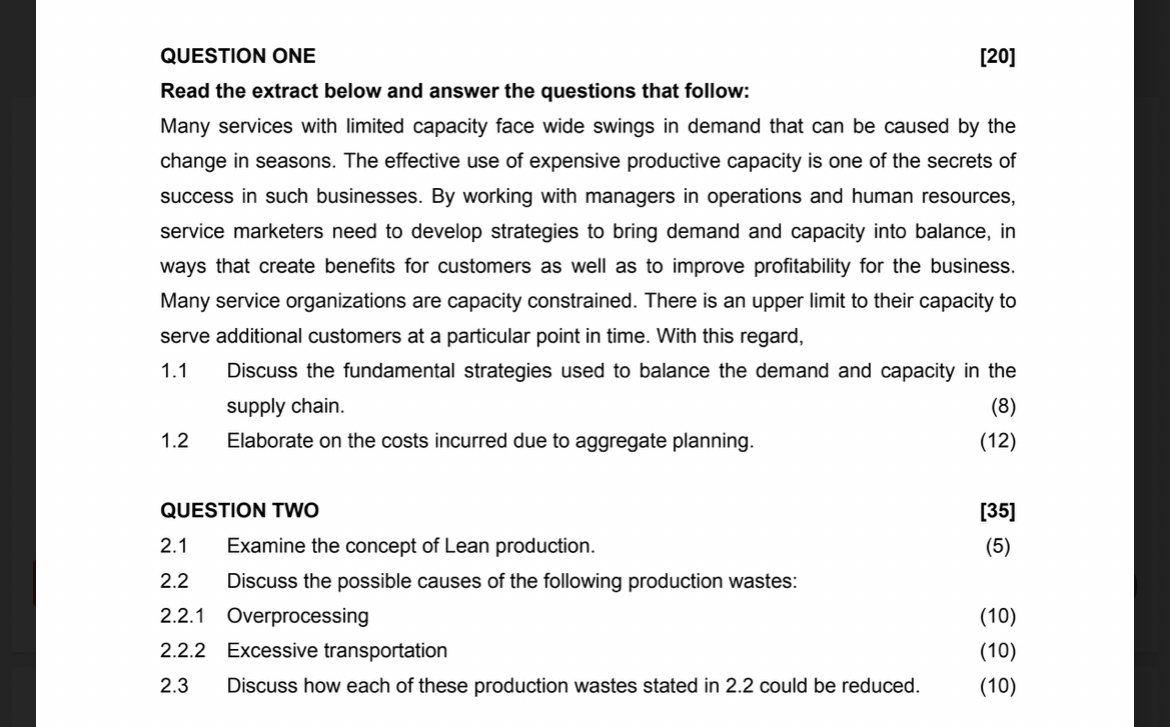  QUESTION ONE [20] Read the extract below and answer the questions