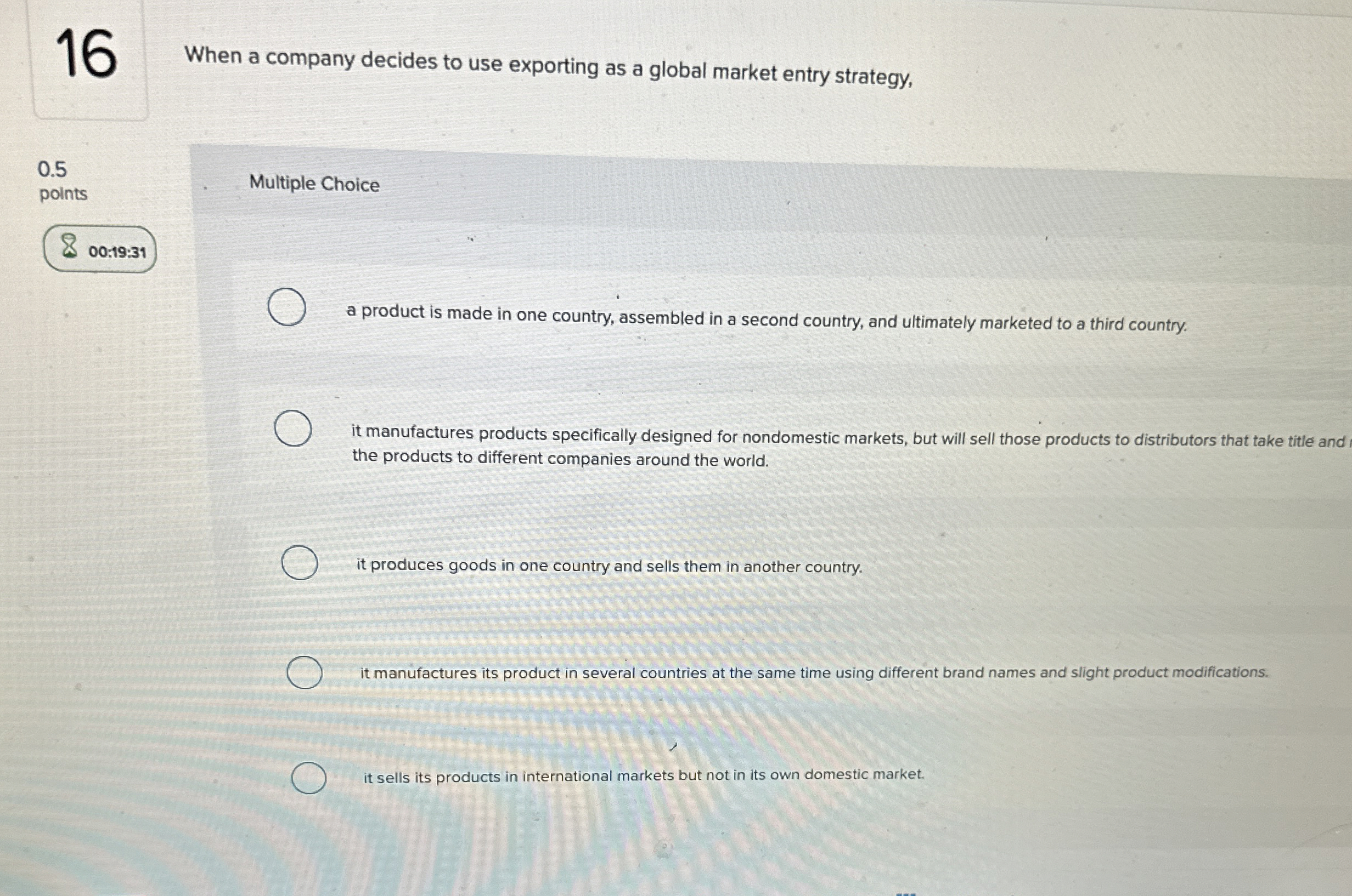  When a company decides to use exporting as a global market