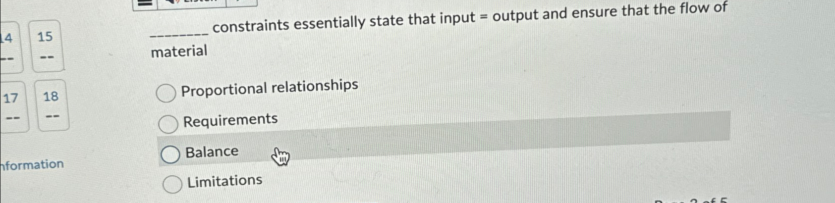  15 q, constraints essentially state that input = output and ensure