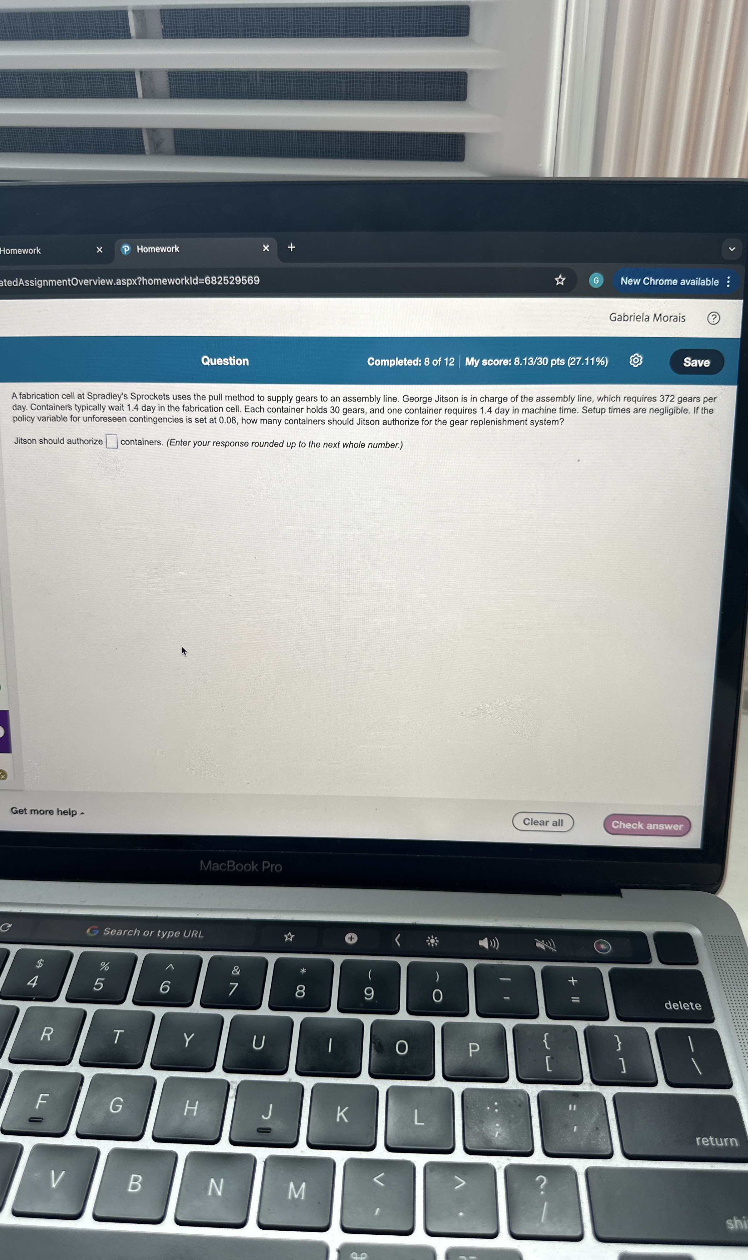  A fabrication cell at Spradley's Sprockets uses the pull method to