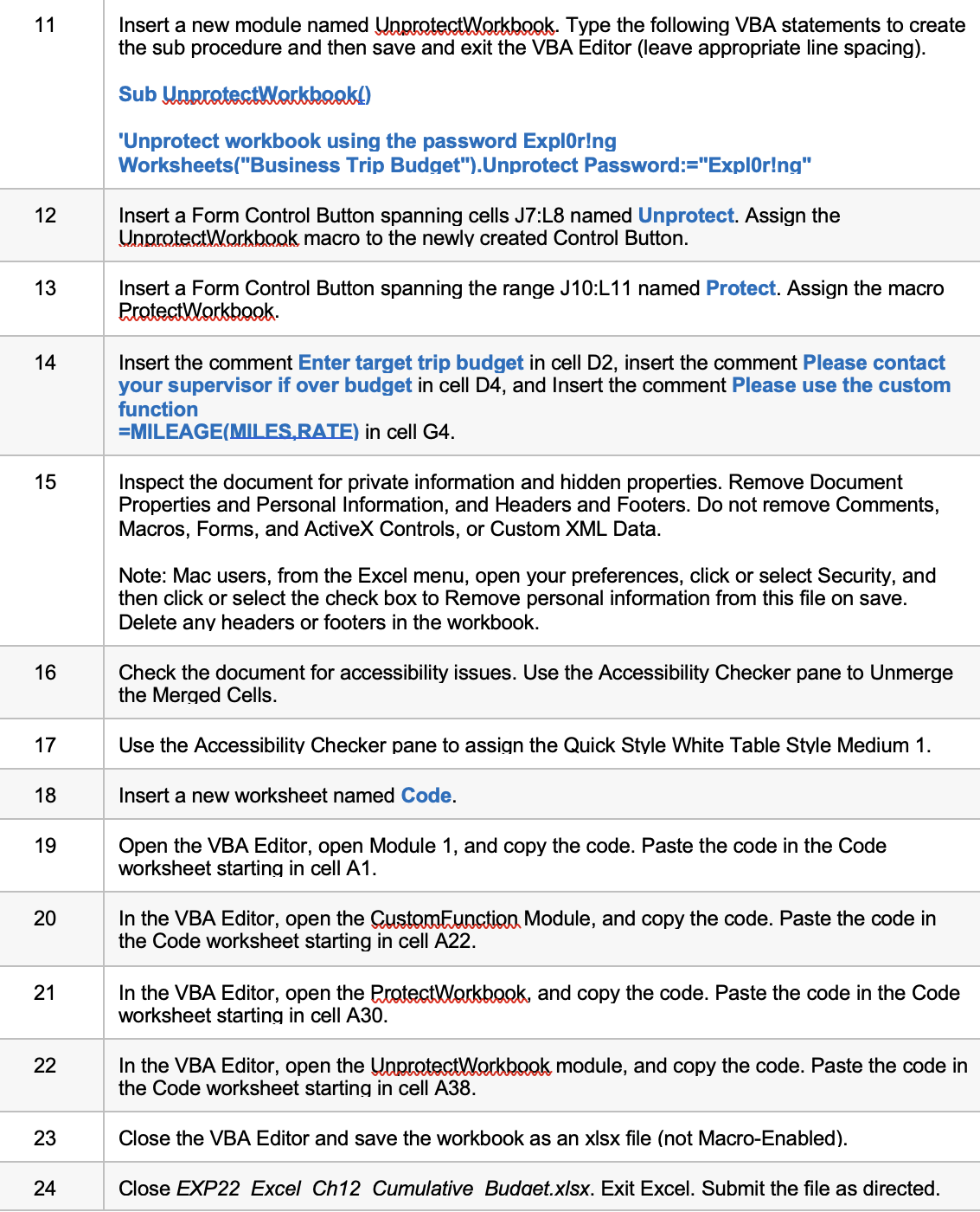  Please help me on how to do this on excel, including