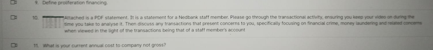  Show a Define proliferation financing. Attached is a PDF statement. It