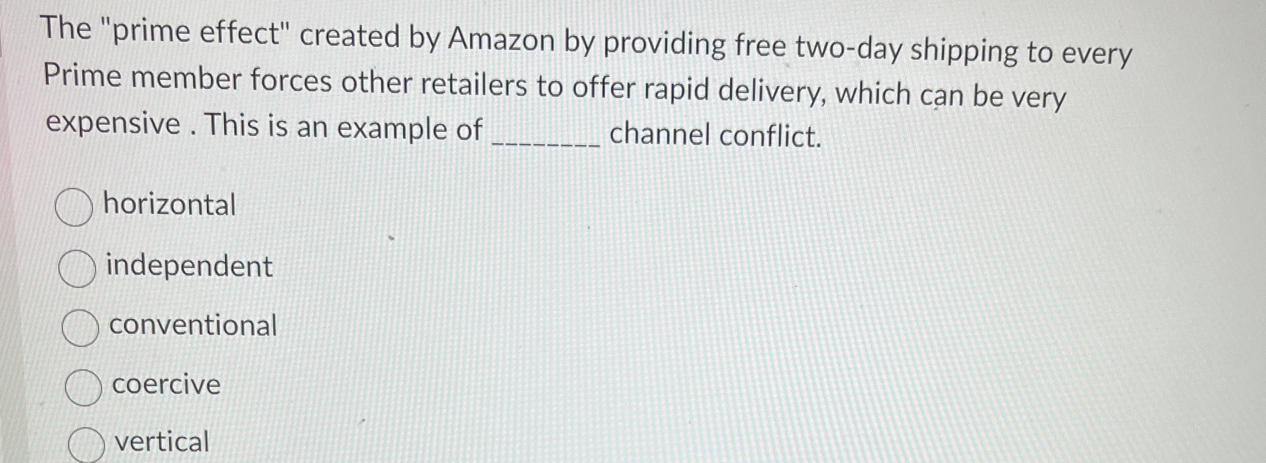  The "prime effect" created by Amazon by providing free two-day shipping