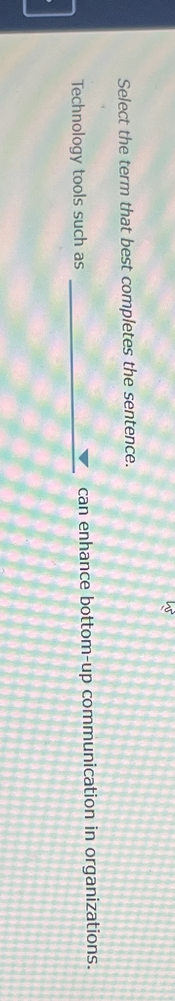  Select the term that best completes the sentence. Technology tools such