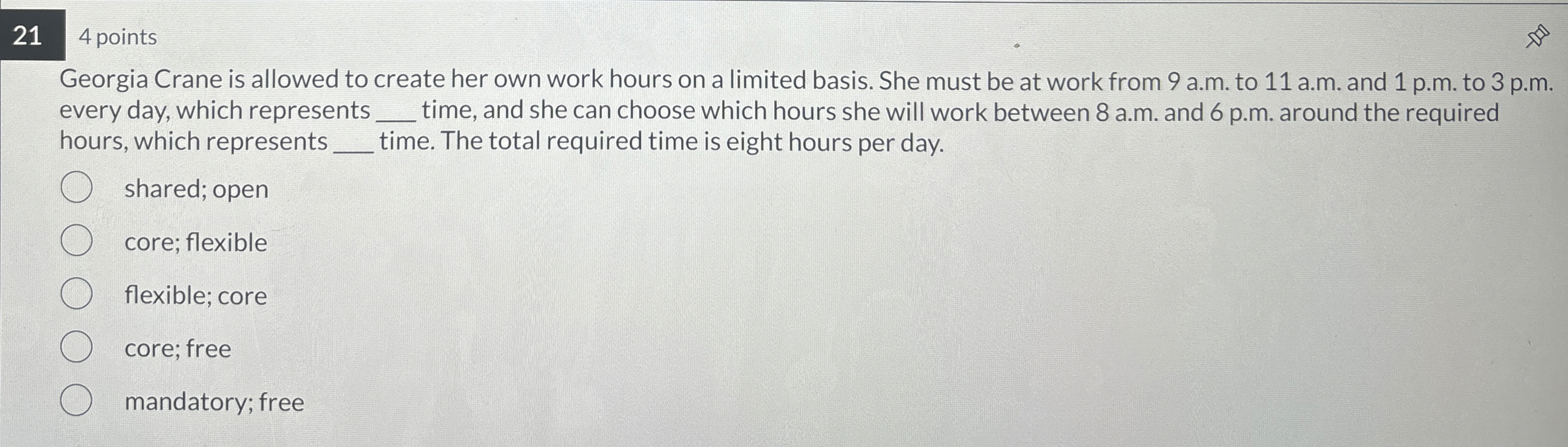  214 points Georgia Crane is allowed to create her own work