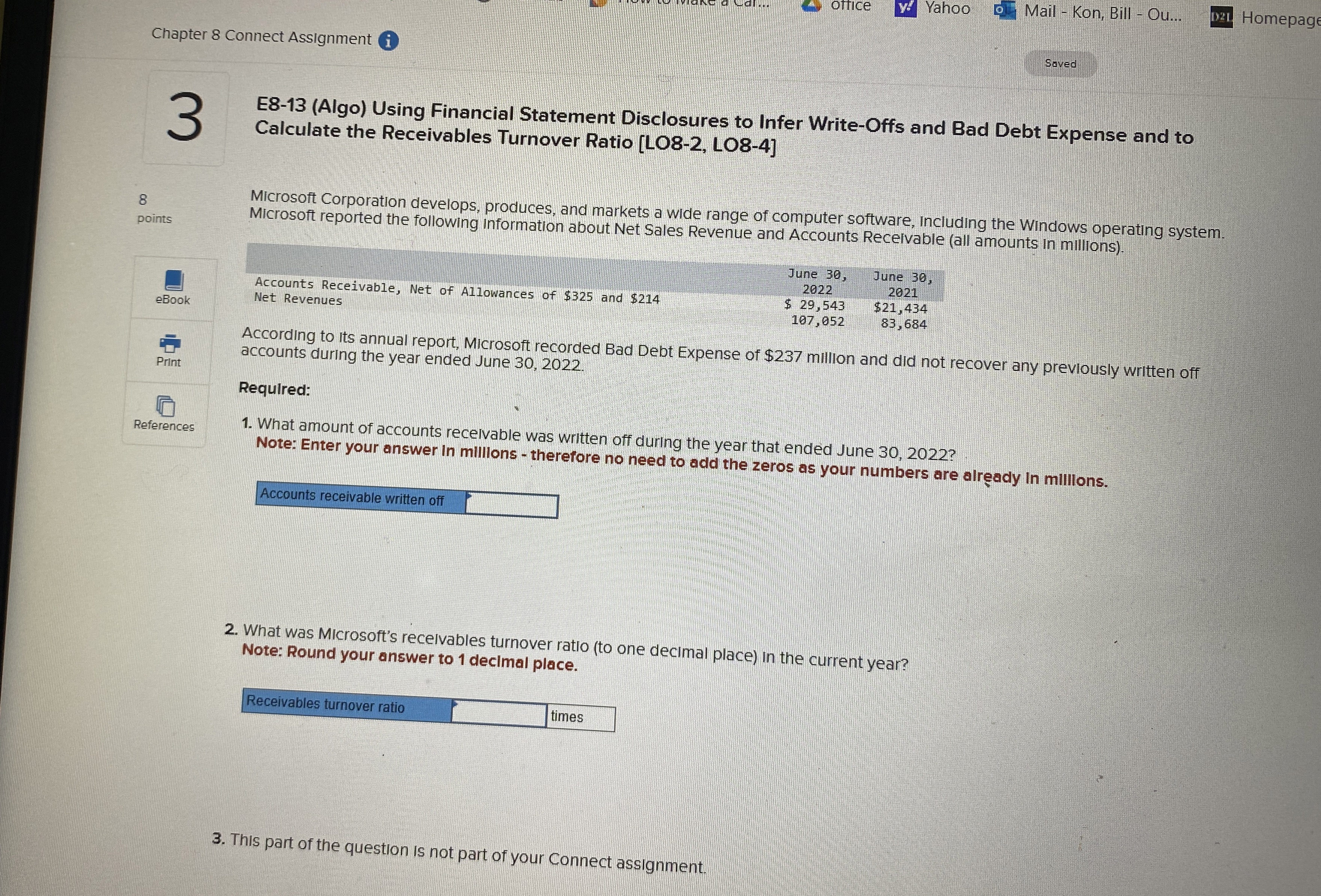 Chapter 8 Connect Assignment Office W Yahoo Mail - Kon, Bill -