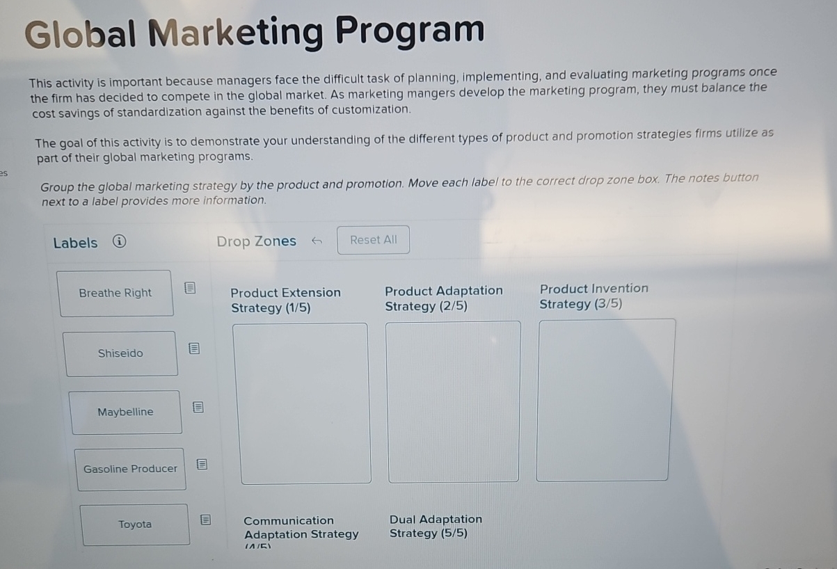  Global Marketing Program This activity is important because managers face the