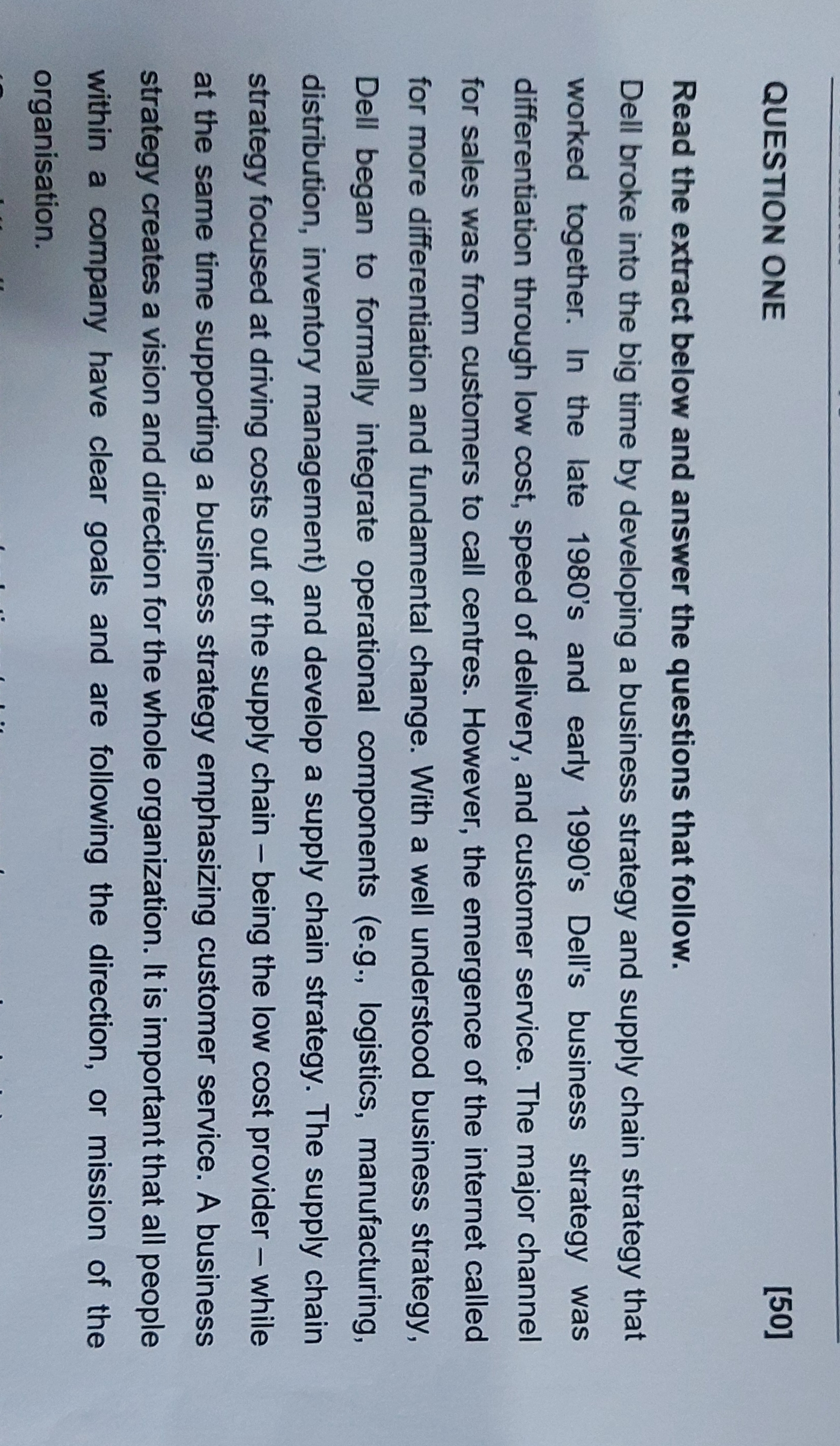  QUESTION ONE Read the extract below and answer the questions that