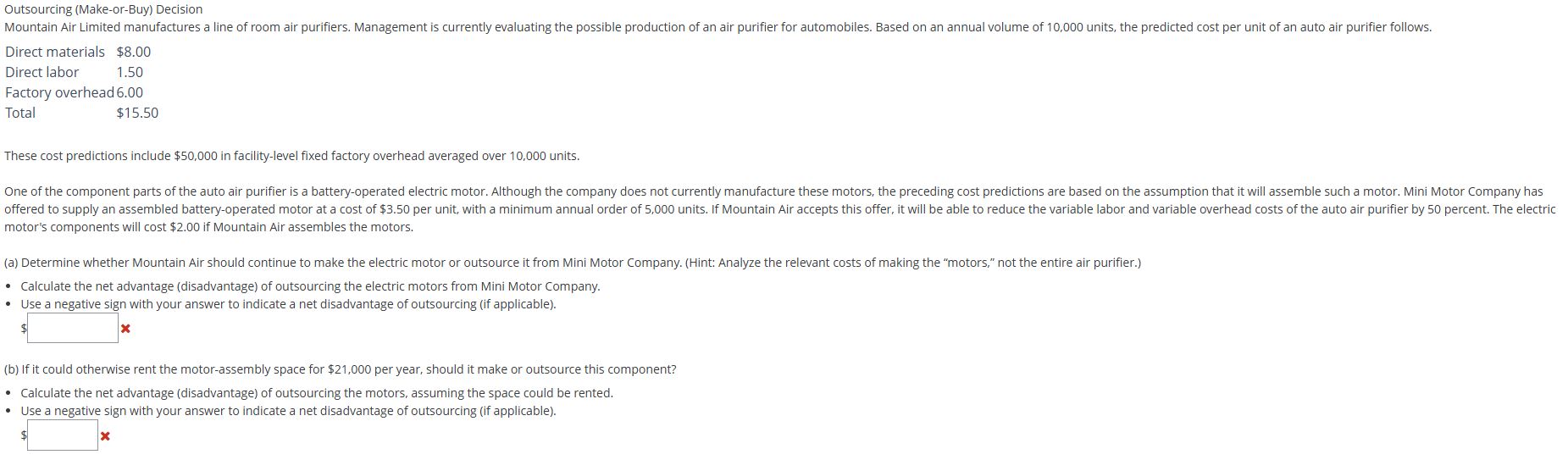  Outsourcing (Make-or-Buy) Decision 