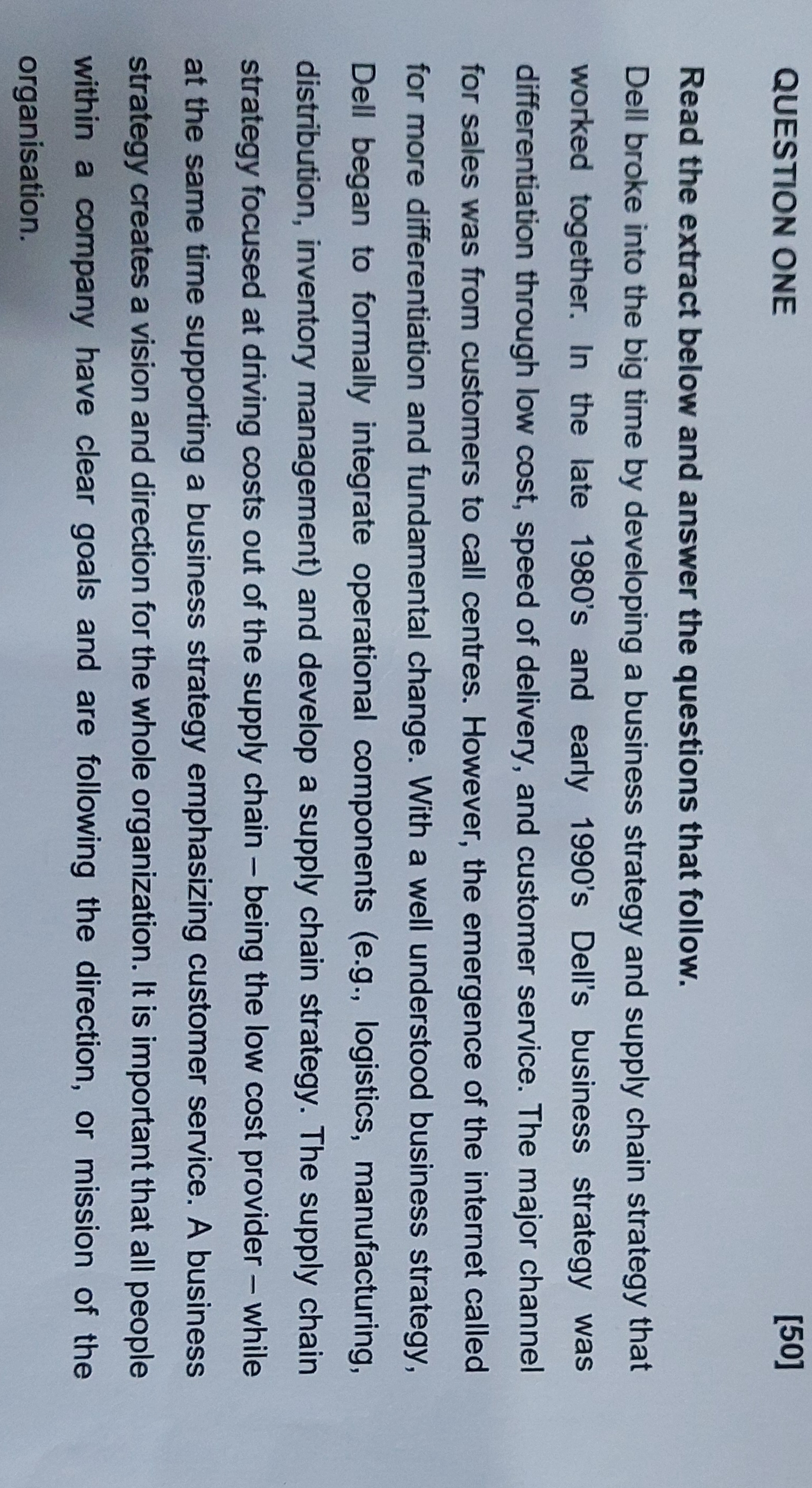  QUESTION ONE Read the extract below and answer the questions that