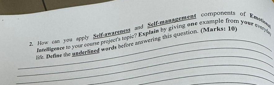  How can you apply Self-awareness and Self-management components of ject's topic?