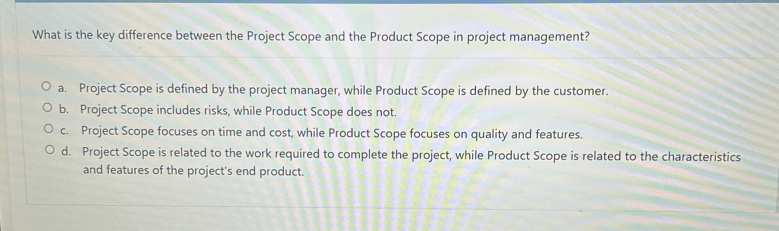  What is the key difference between the Project Scope and the