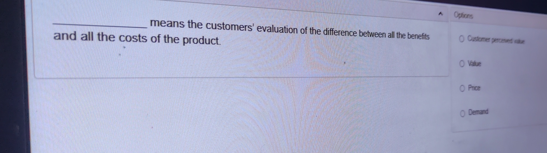  q, means the customers' evaluation of the difference between all the