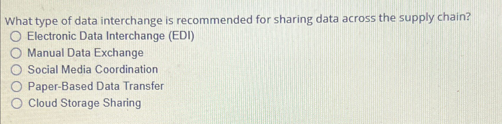  What type of data interchange is recommended for sharing data across