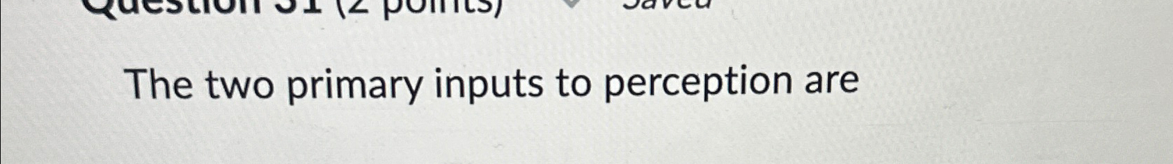  The two primary inputs to perception are 