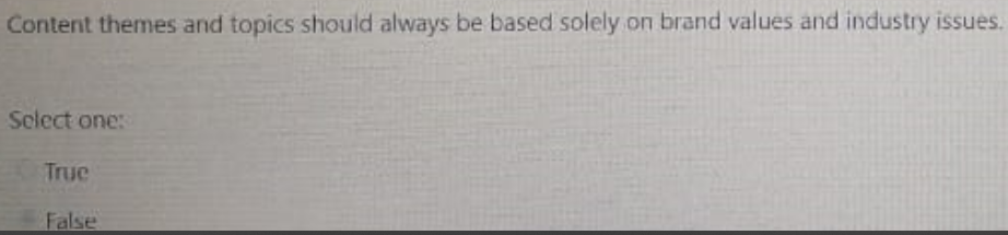  Content themes and topics should always be based solely on brand