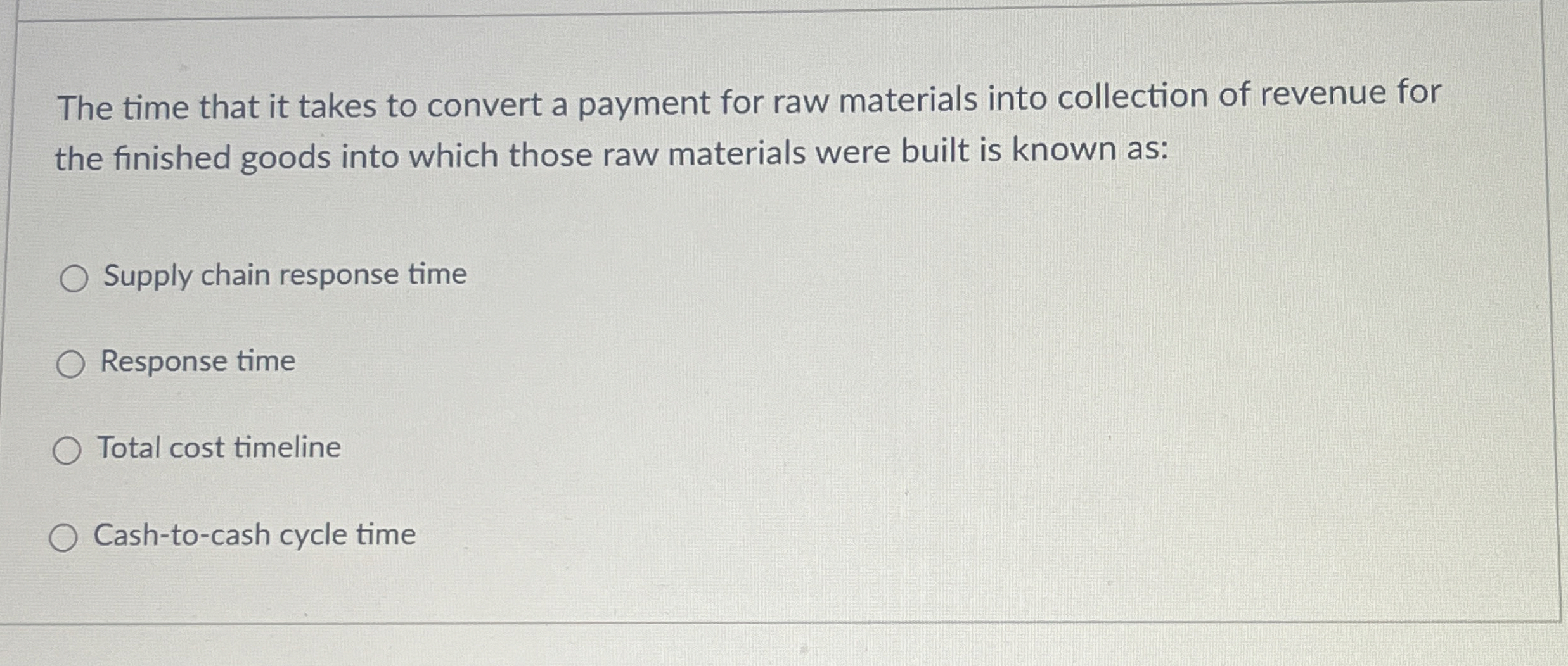  The time that it takes to convert a payment for raw