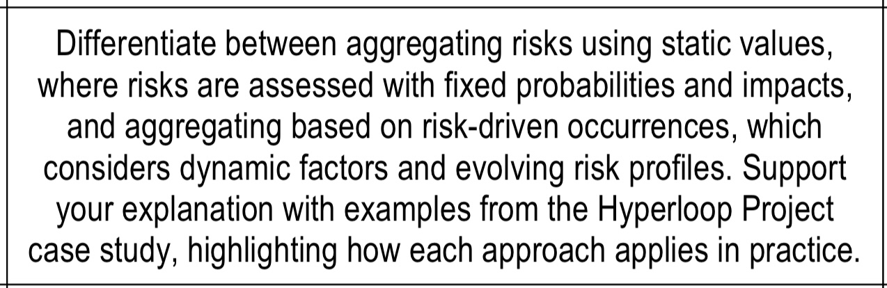  Differentiate between aggregating risks using static values, where risks are assessed