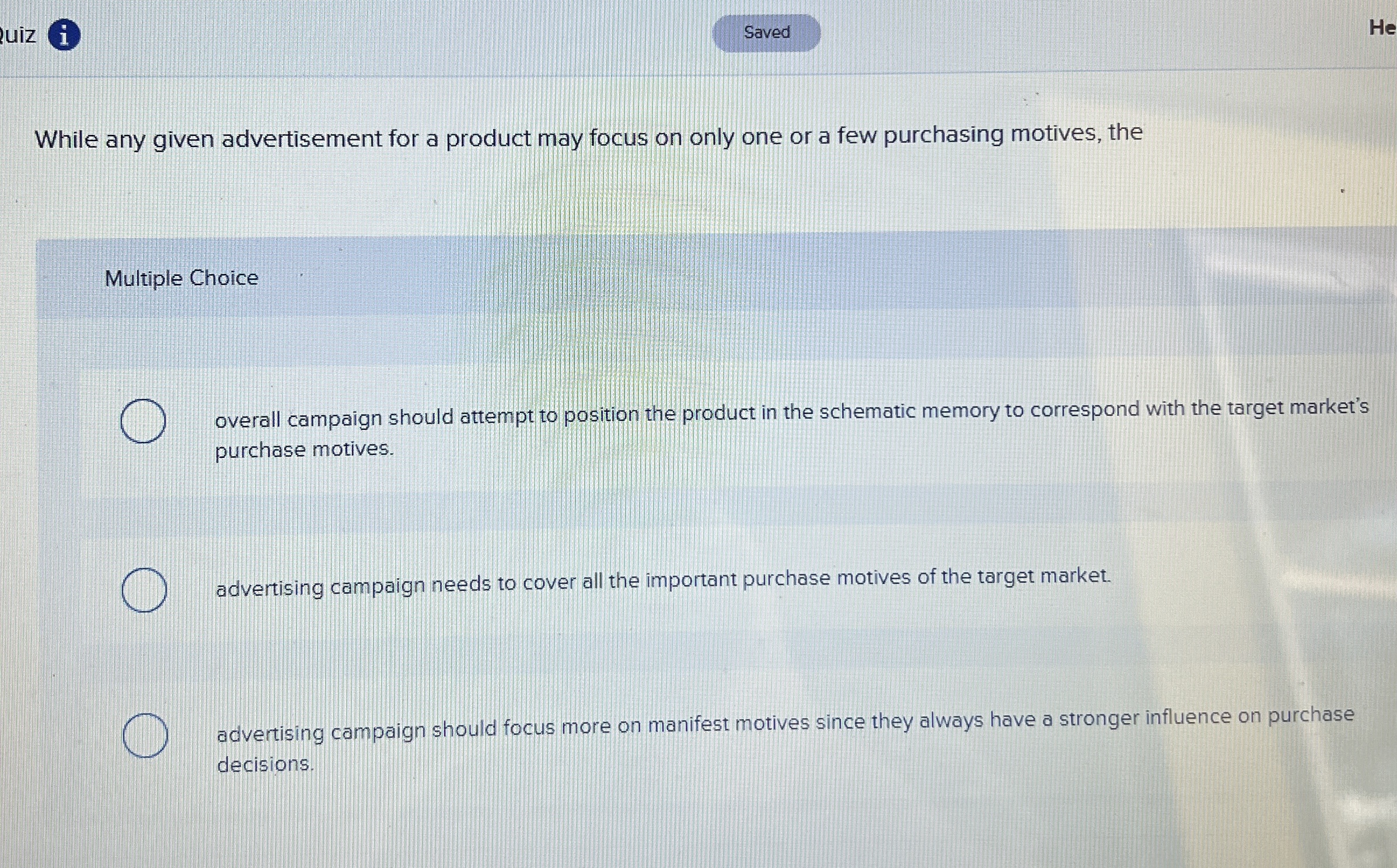  uiz 1. While any given advertisement for a product may focus