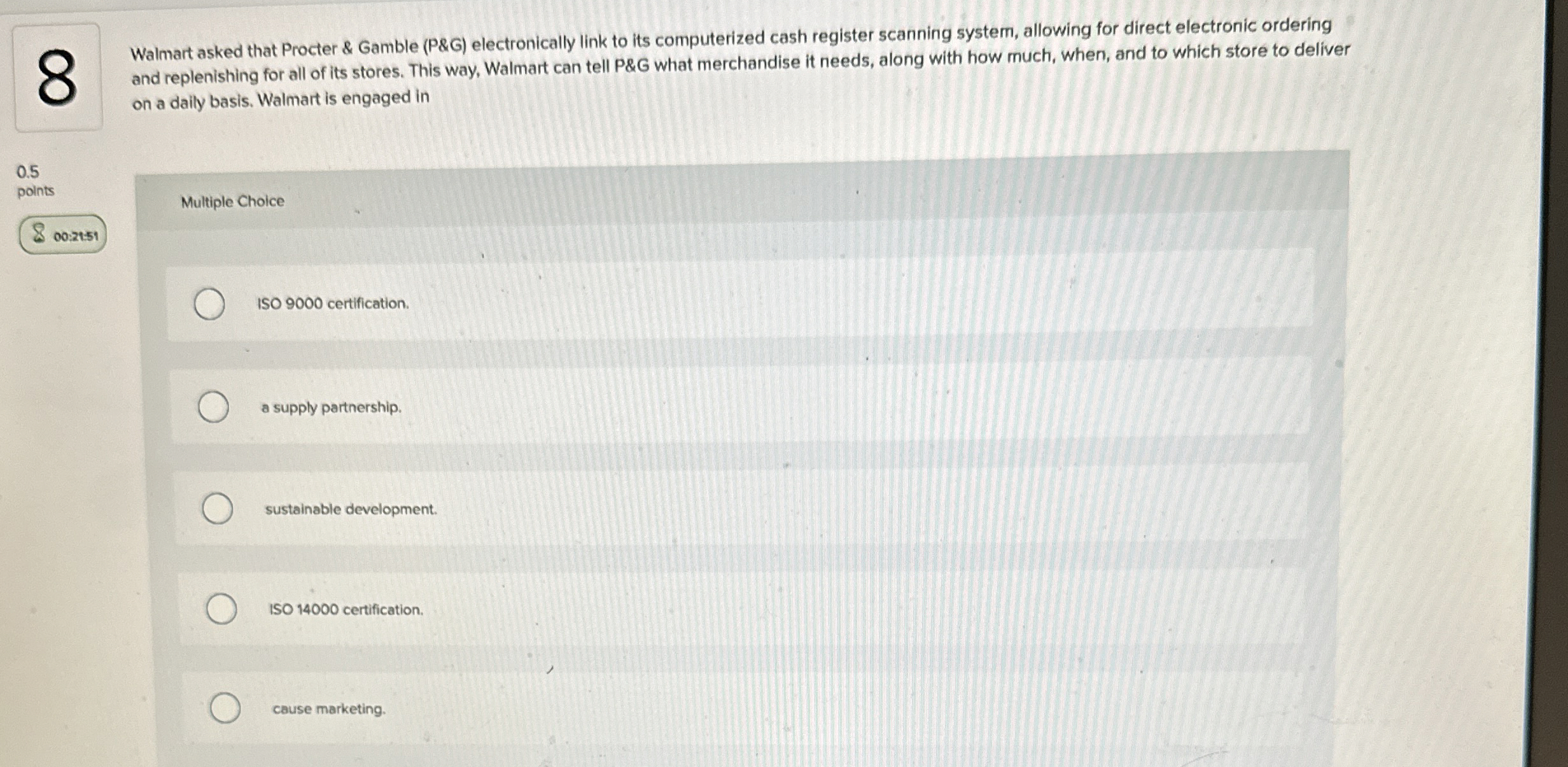  Walmart asked that Procter & Gamble (P&G) electronically link to its