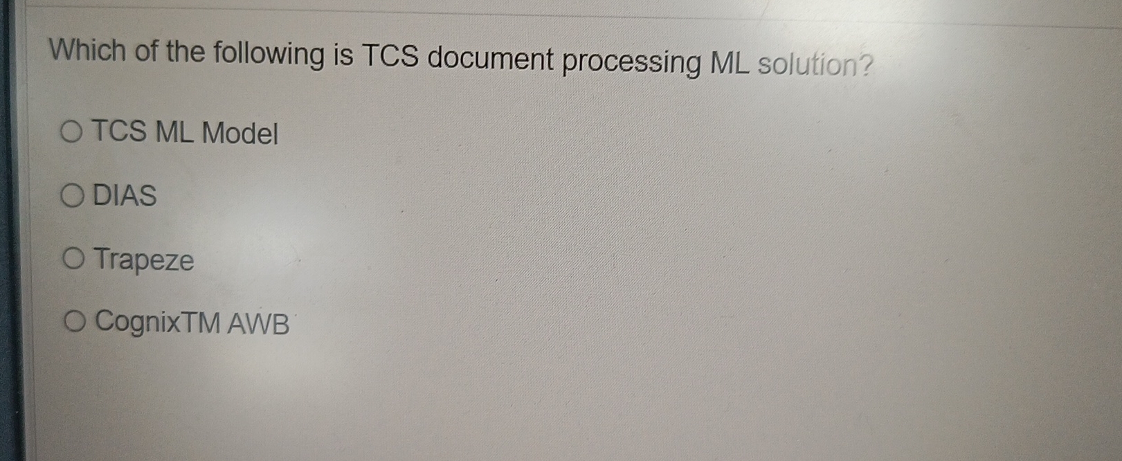  Which of the following is TCS document processing ML solution? TCS