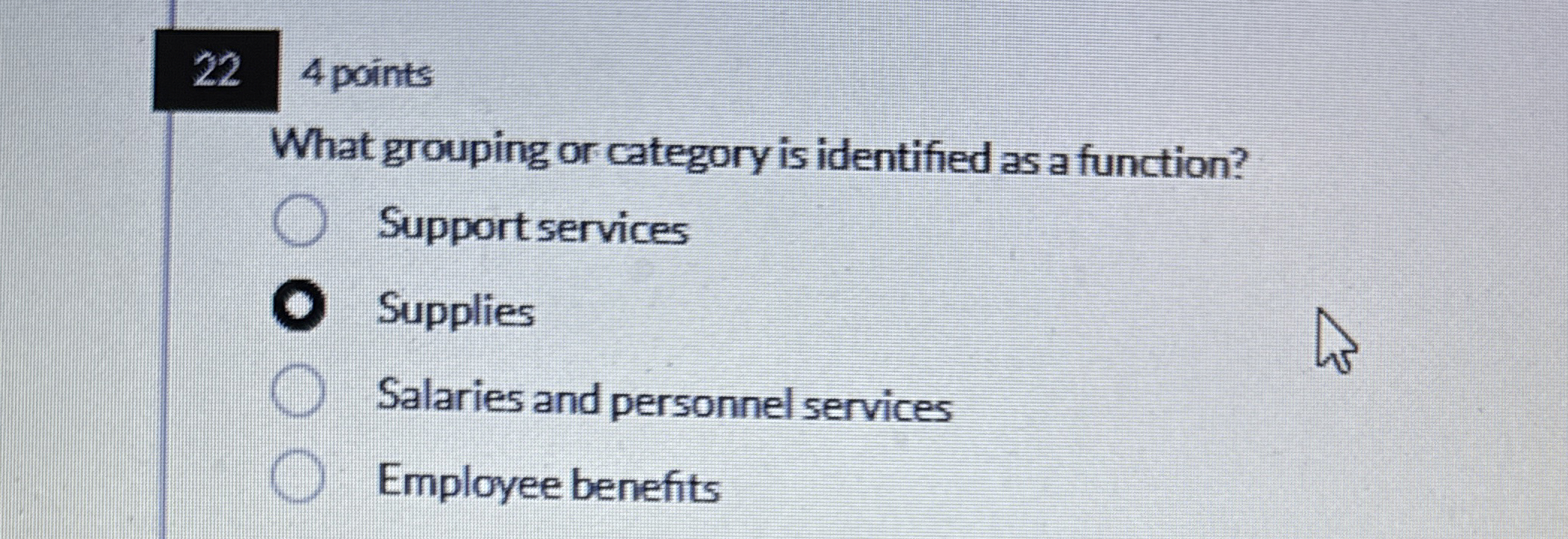  224 points What grouping or category is identified as a function?