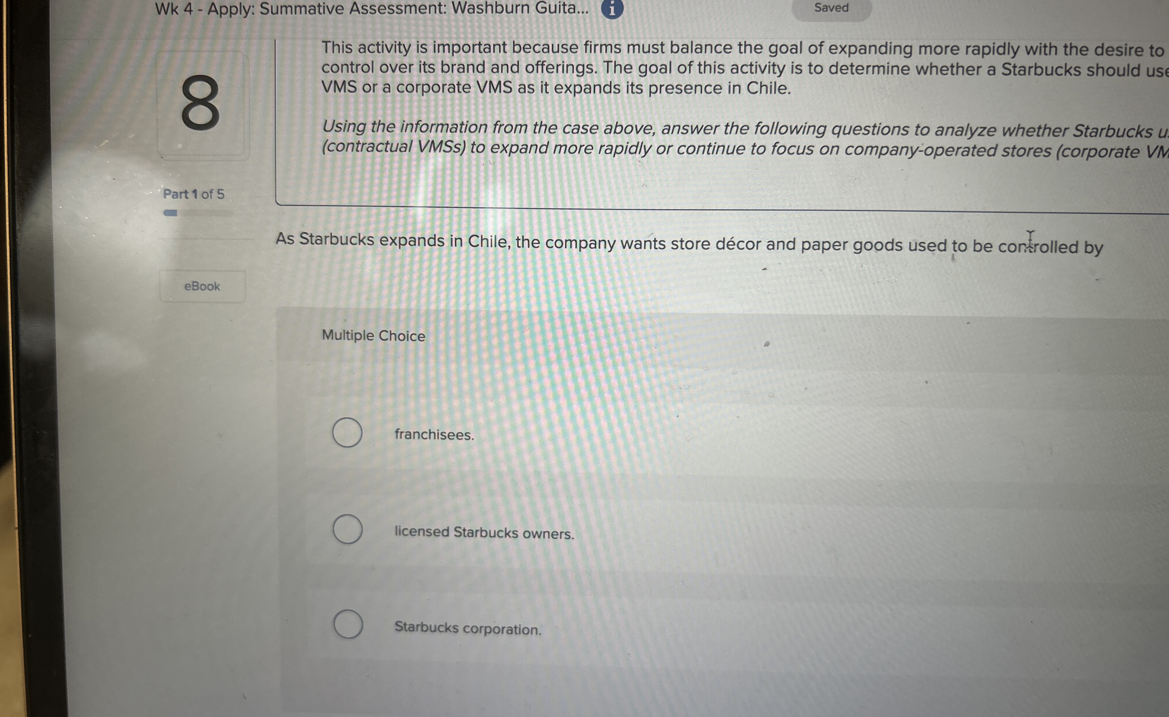  Wk 4- Apply: Summative Assessment: Washburn Guita... (i) Saved This activity