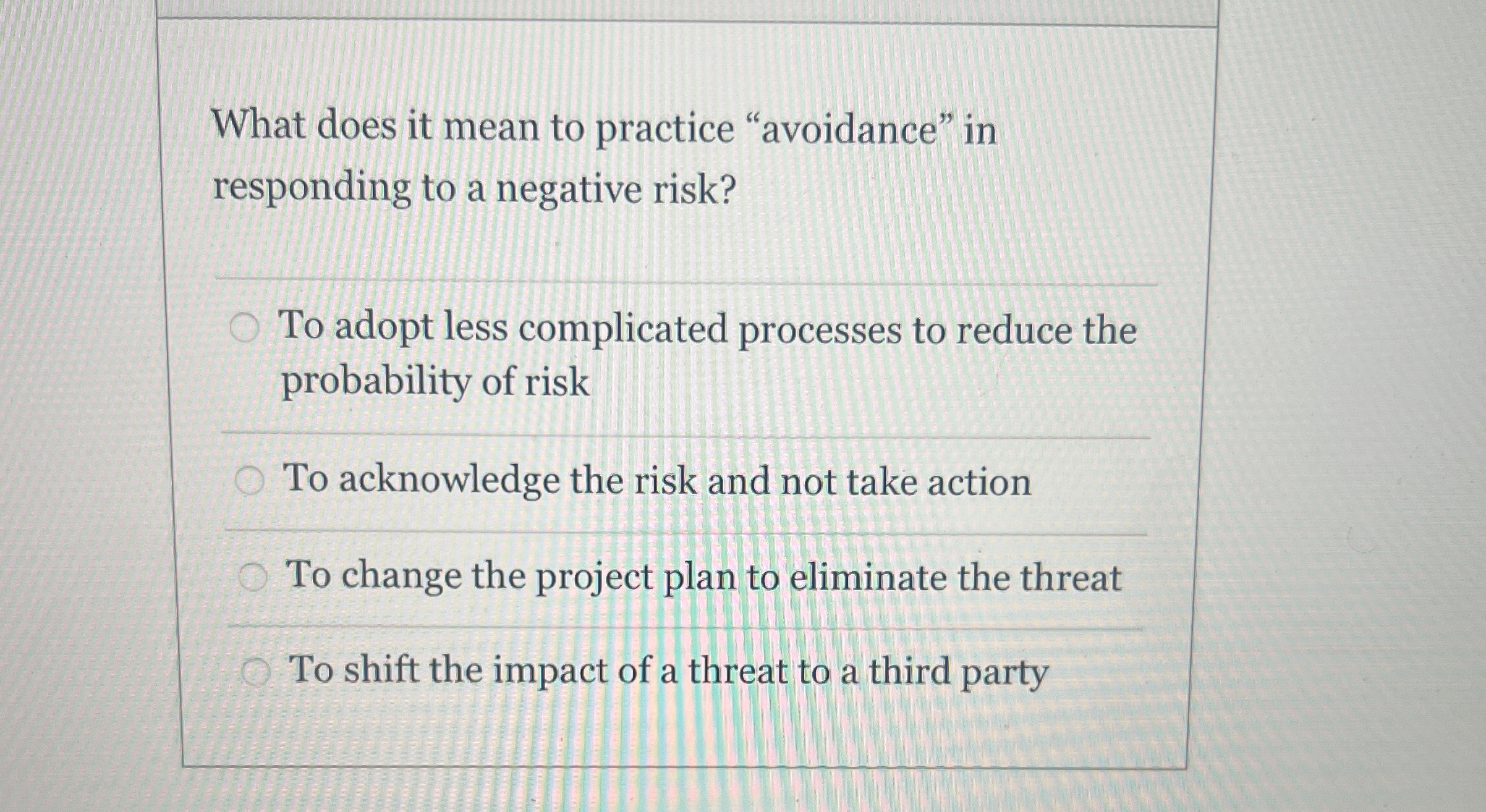  What does it mean to practice "avoidance" in responding to a