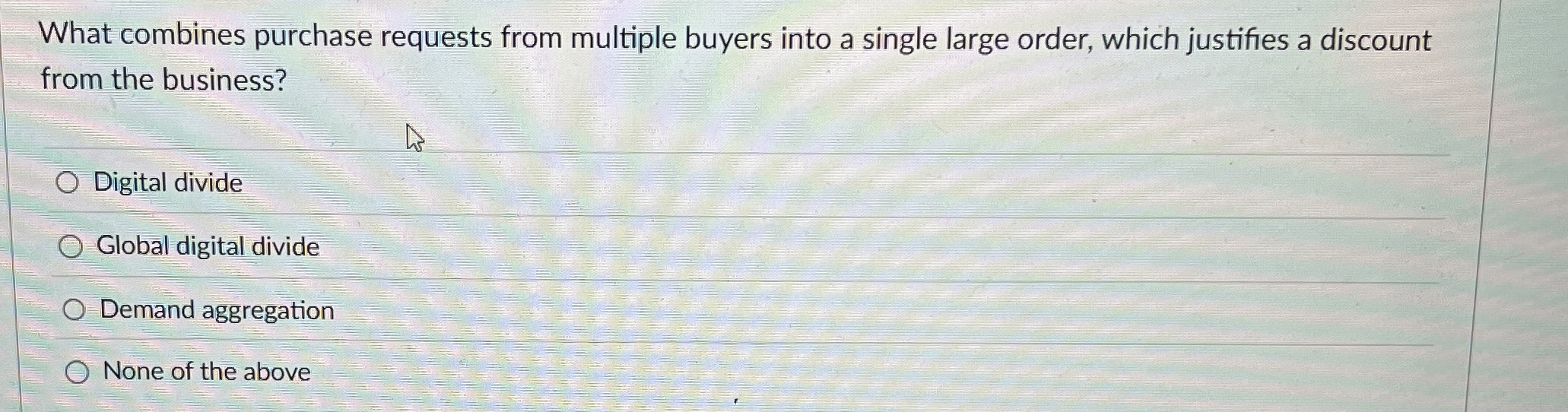  What combines purchase requests from multiple buyers into a single large