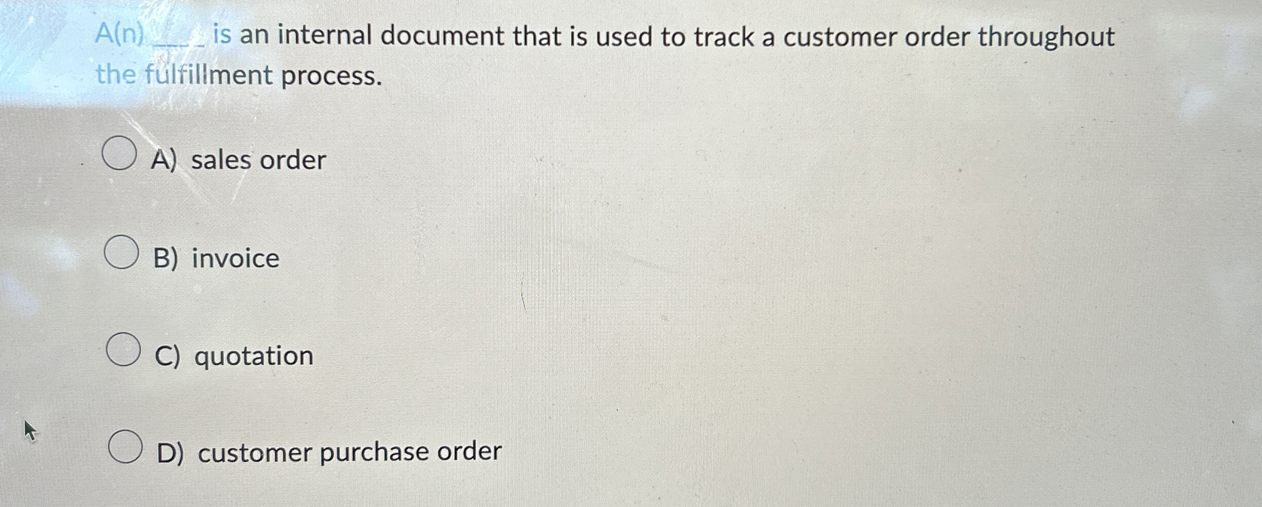  A(n)q, is an internal document that is used to track a