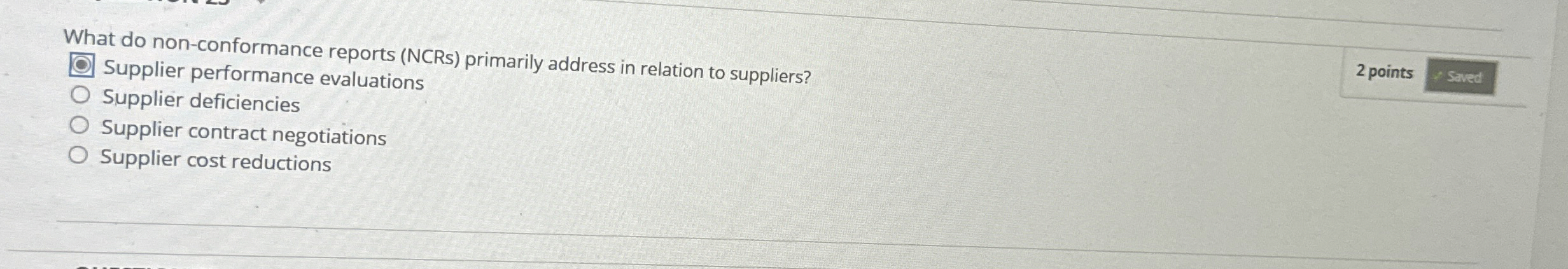  What do non-conformance reports (NCRs) primarily address in relation to suppliers?