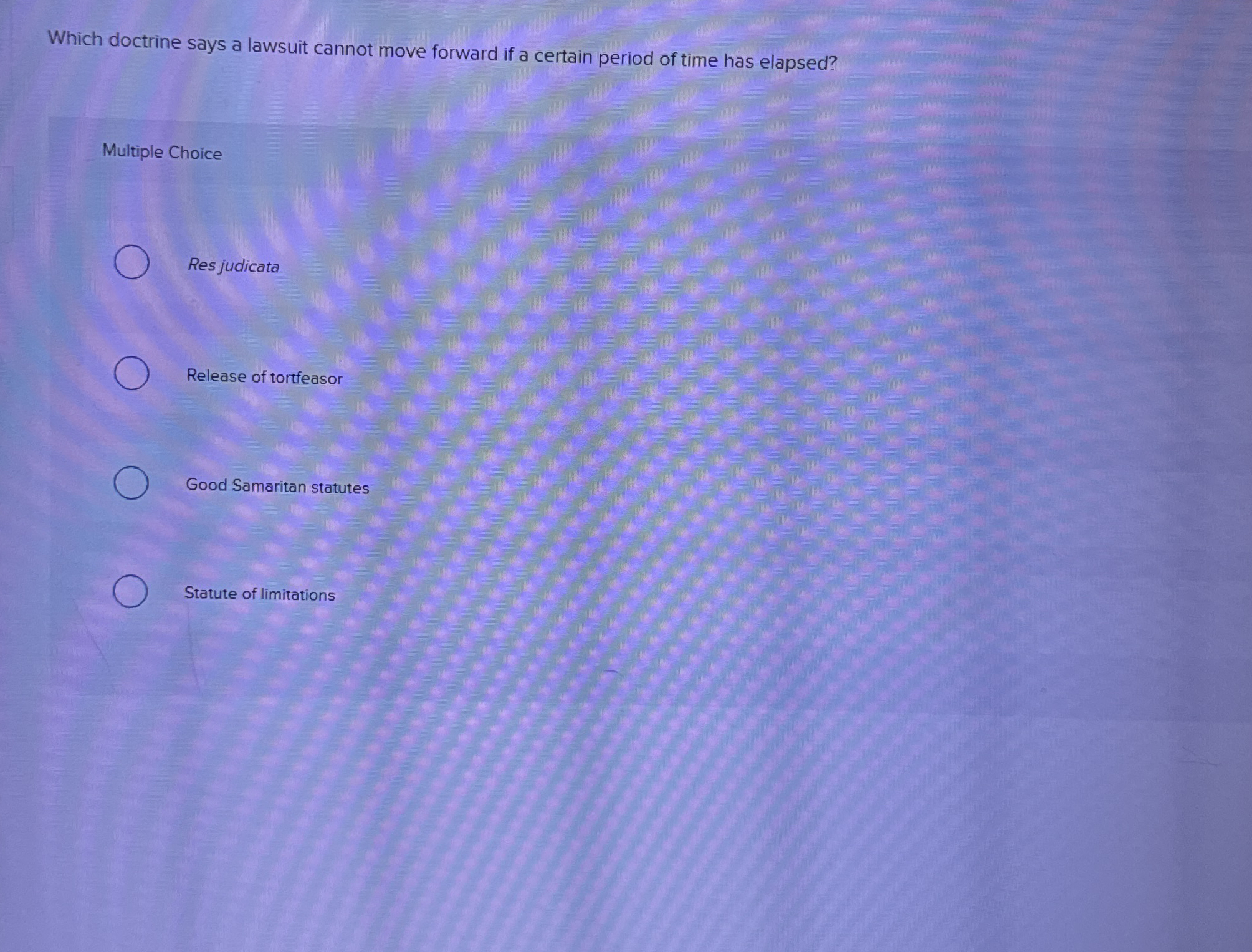  Which doctrine says a lawsuit cannot move forward if a certain