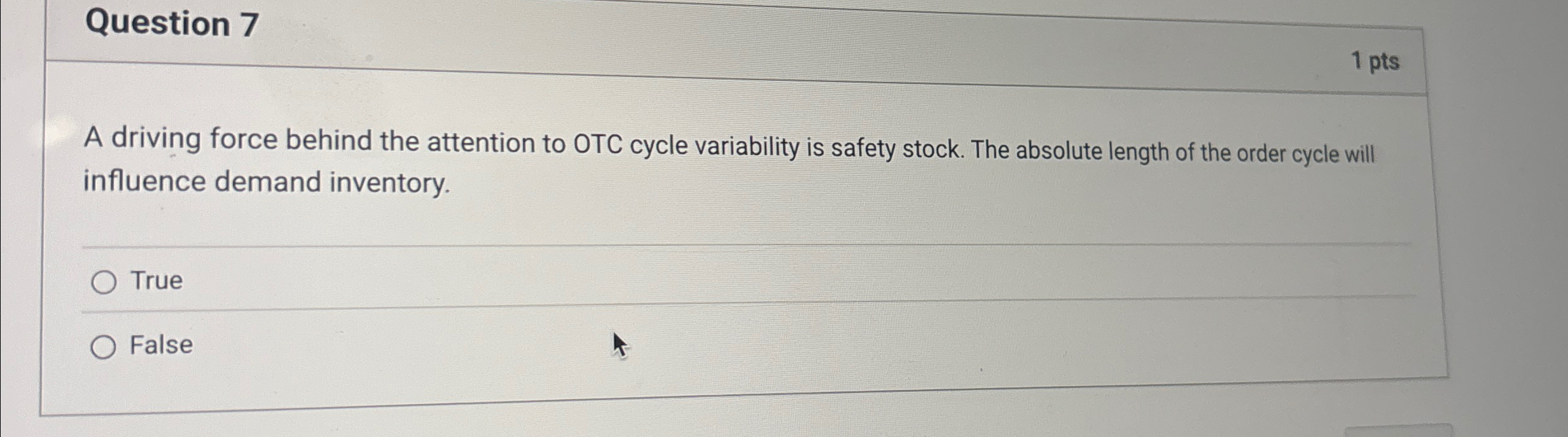  Question 7 A driving force behind the attention to OTC cycle