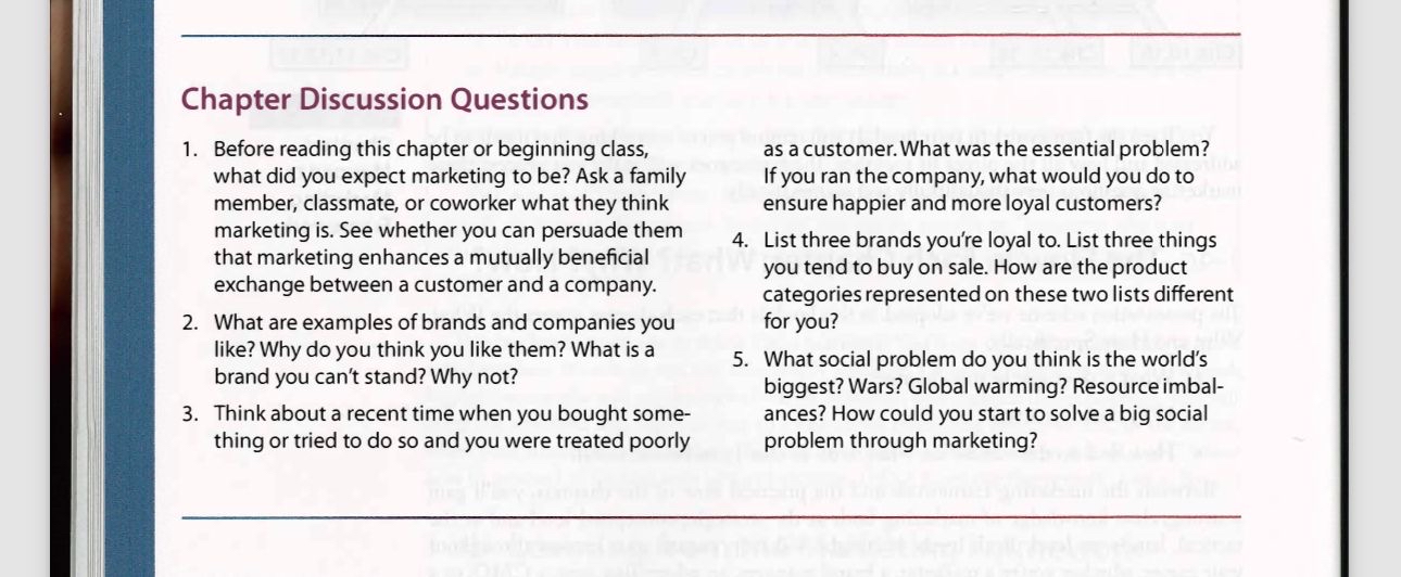 Chapter Discussion Questions Before reading this chapter or beginning class, what