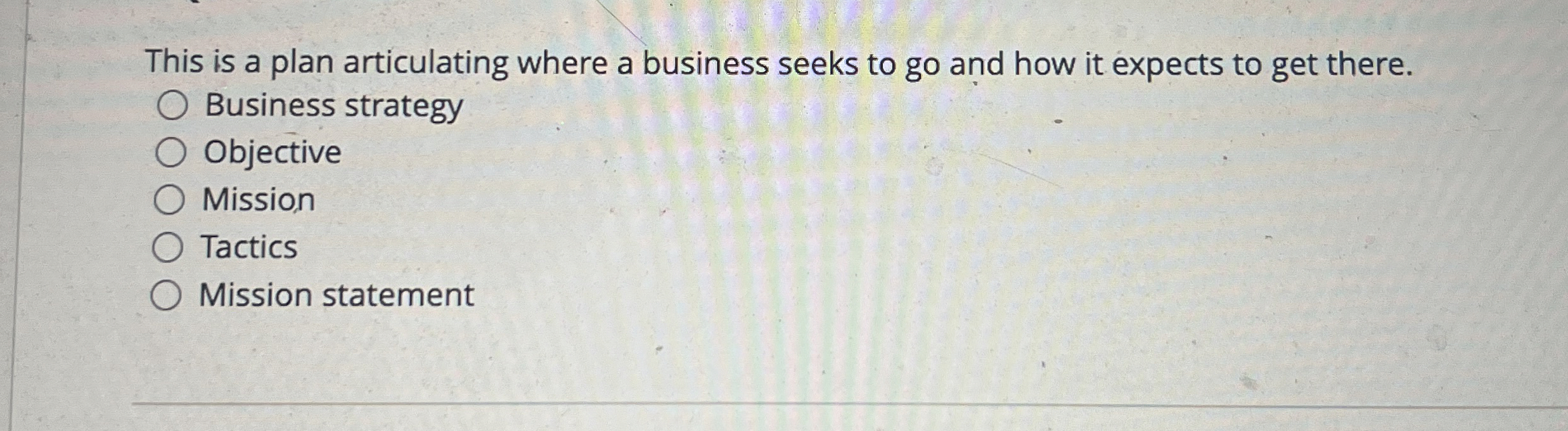  This is a plan articulating where a business seeks to go