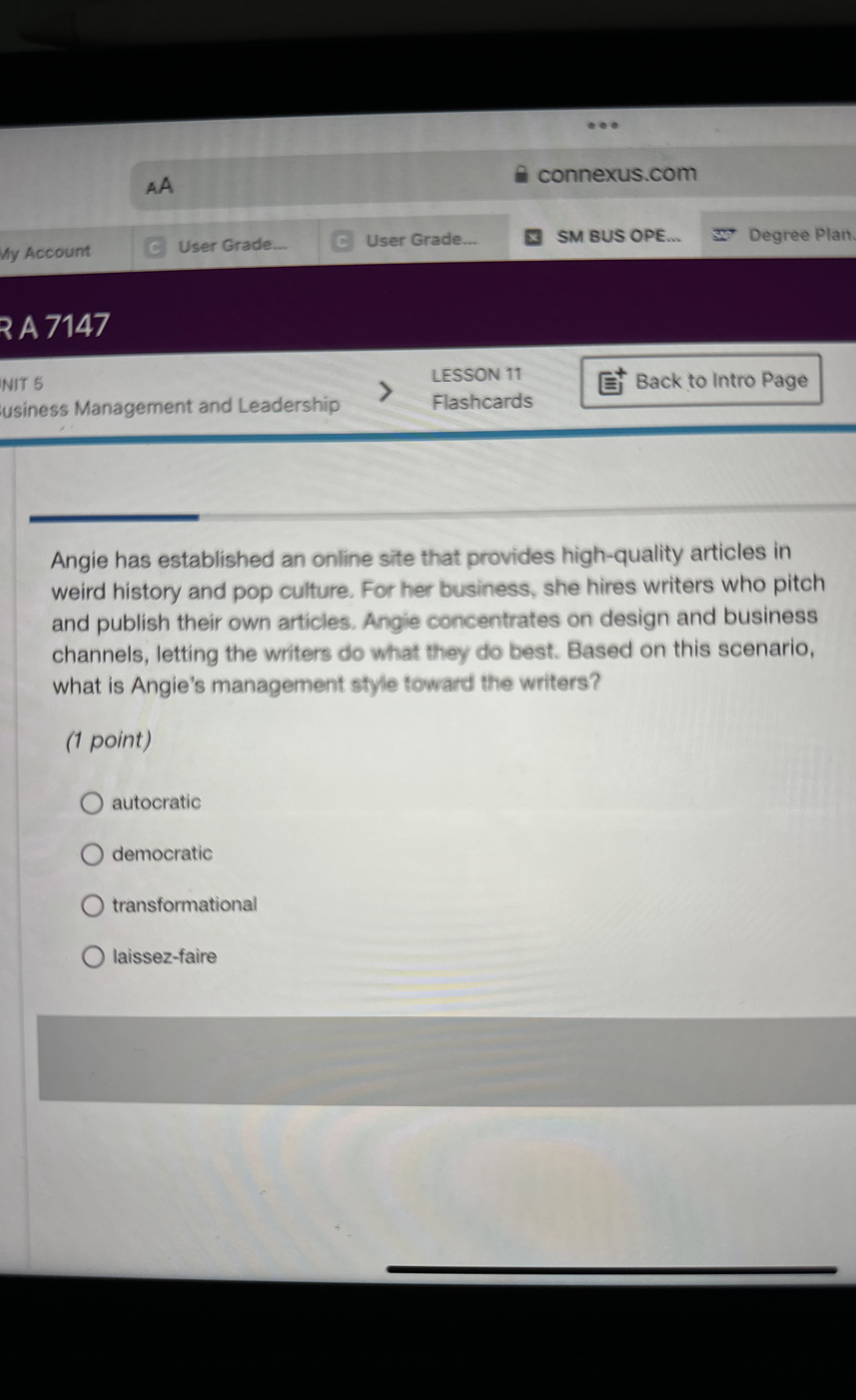  AA connexus.com Ay Account User Grade . User Grade. SM BUS