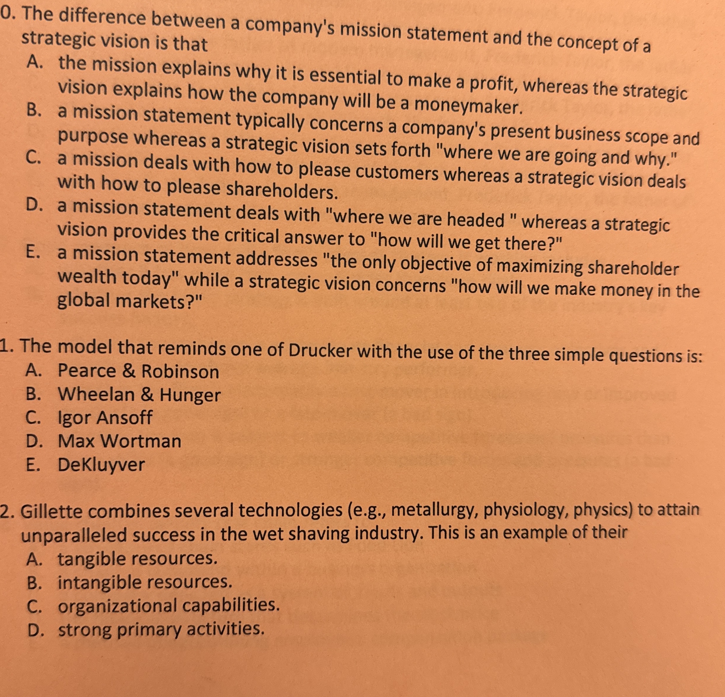  The difference between a company's mission statement and the concept of