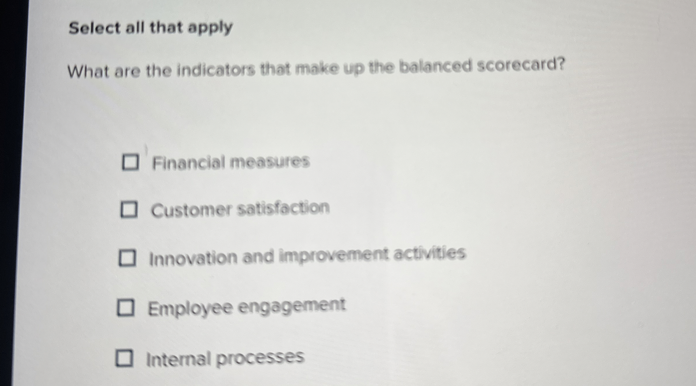  Select all that apply What are the indicators that make up