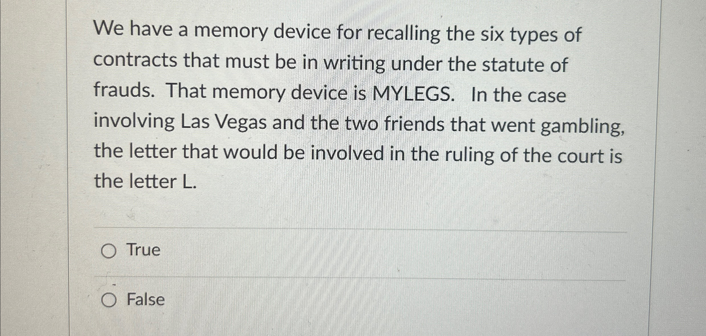  We have a memory device for recalling the six types of