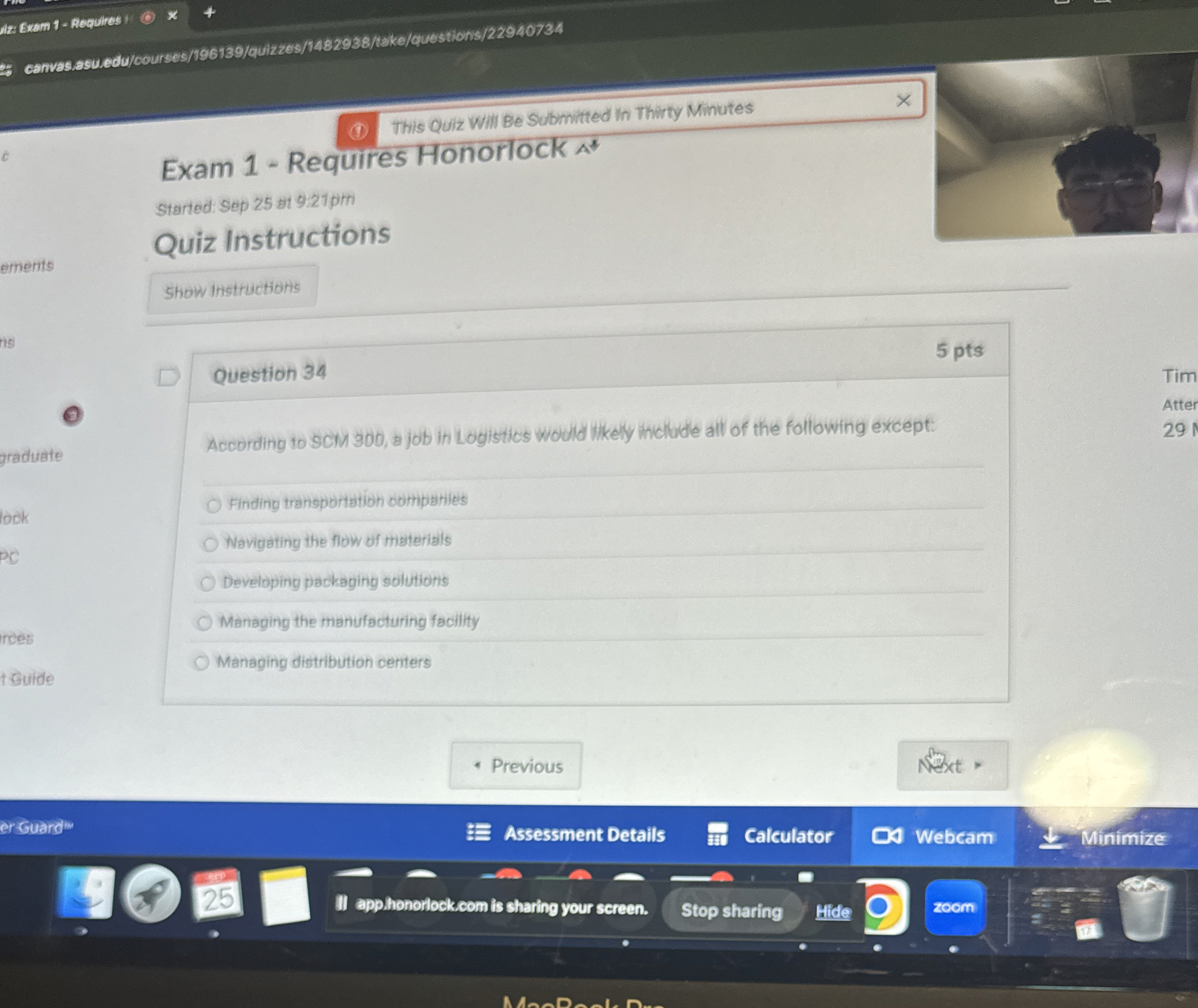  Question 34 Acoording to ScM 300, a job it Logistics would