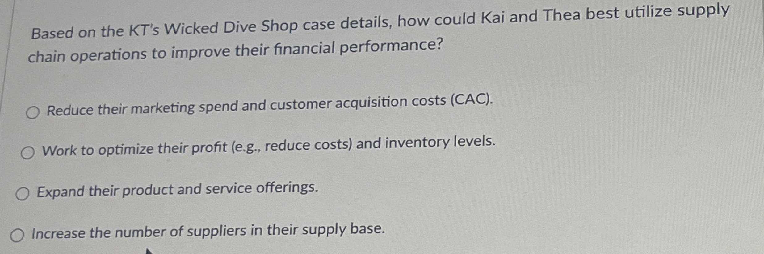  Based on the KT's Wicked Dive Shop case details, how could