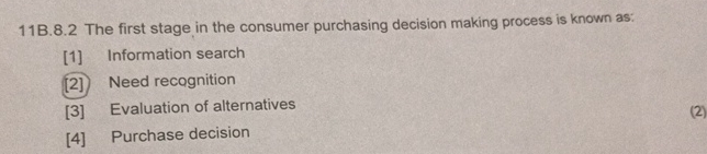  11B.8.2 The first stage in the consumer purchasing decision making process