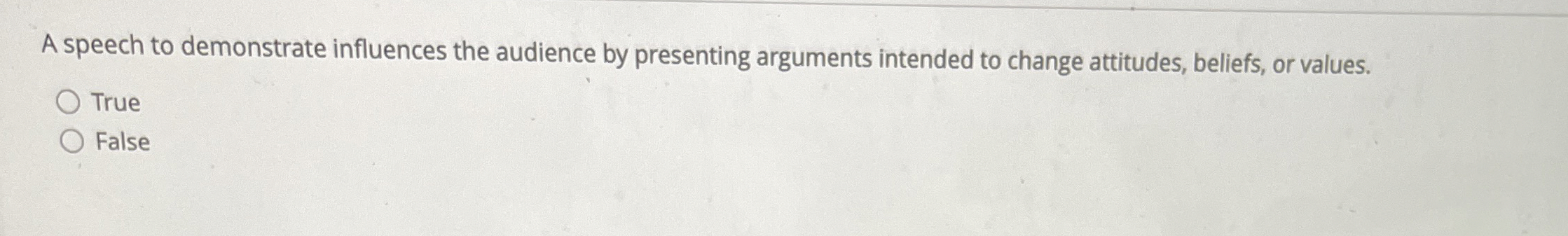  A speech to demonstrate influences the audience by presenting arguments intended