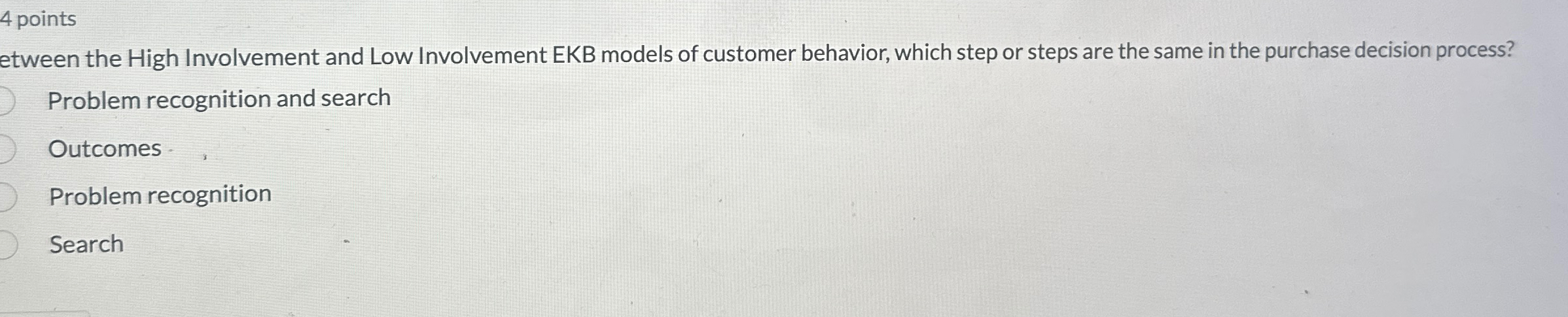  4 points etween the High Involvement and Low Involvement EKB models