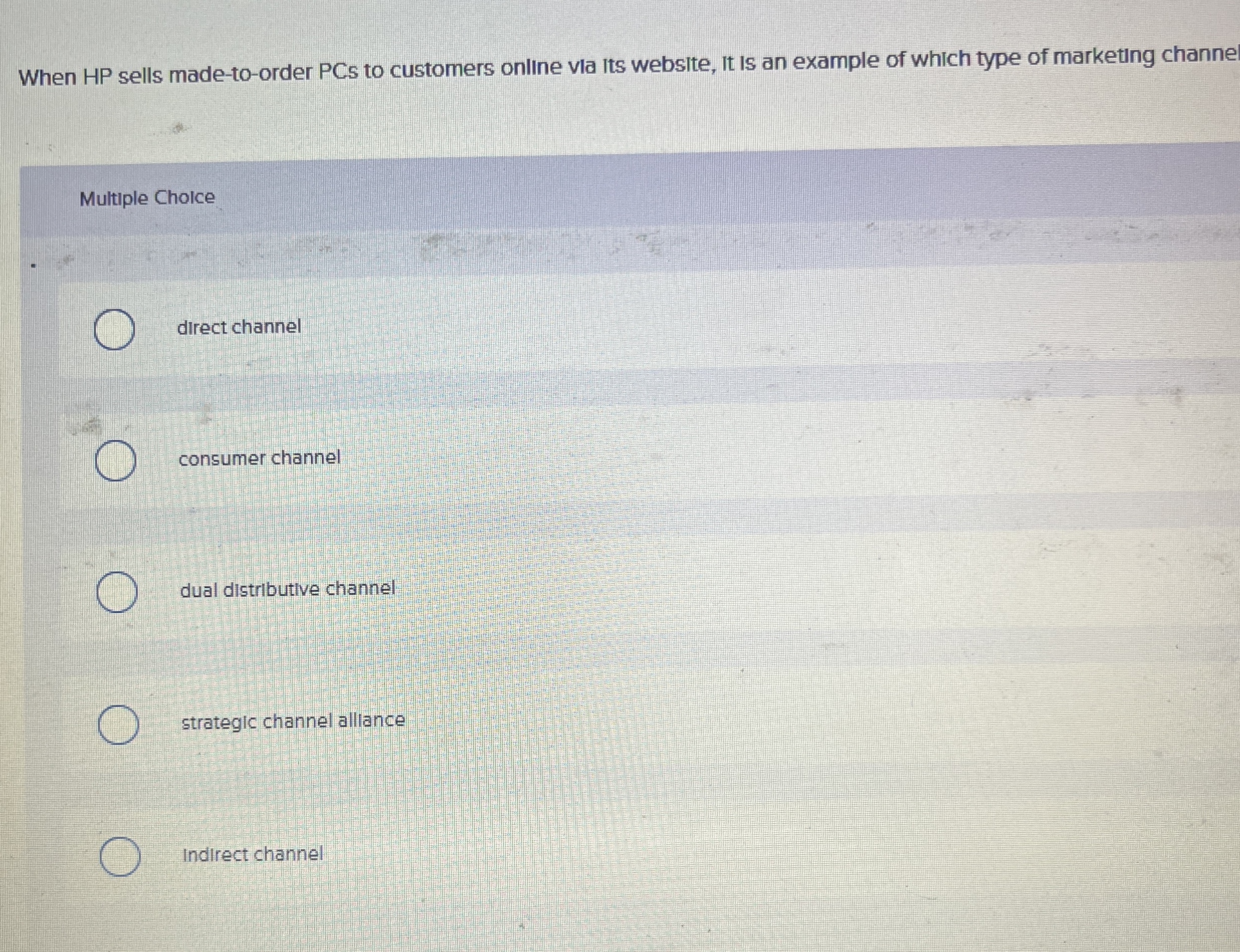  When HP sells made-to-order PCs to customers online via its website,
