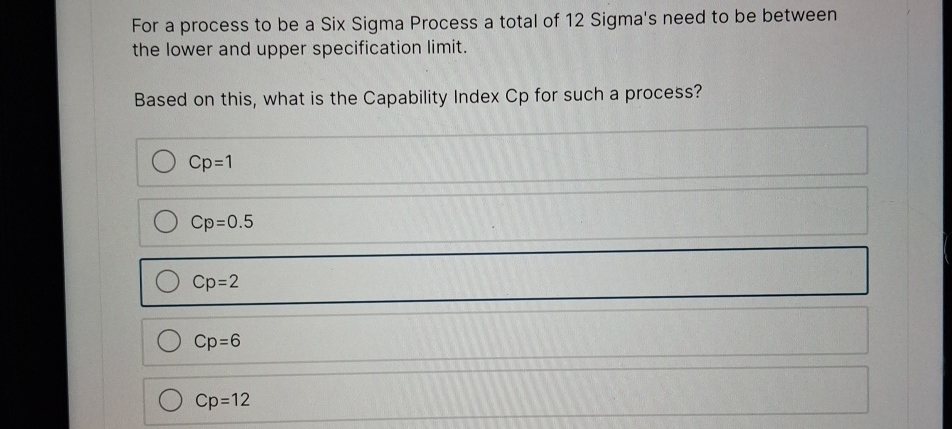  For a process to be a Six Sigma Process a total