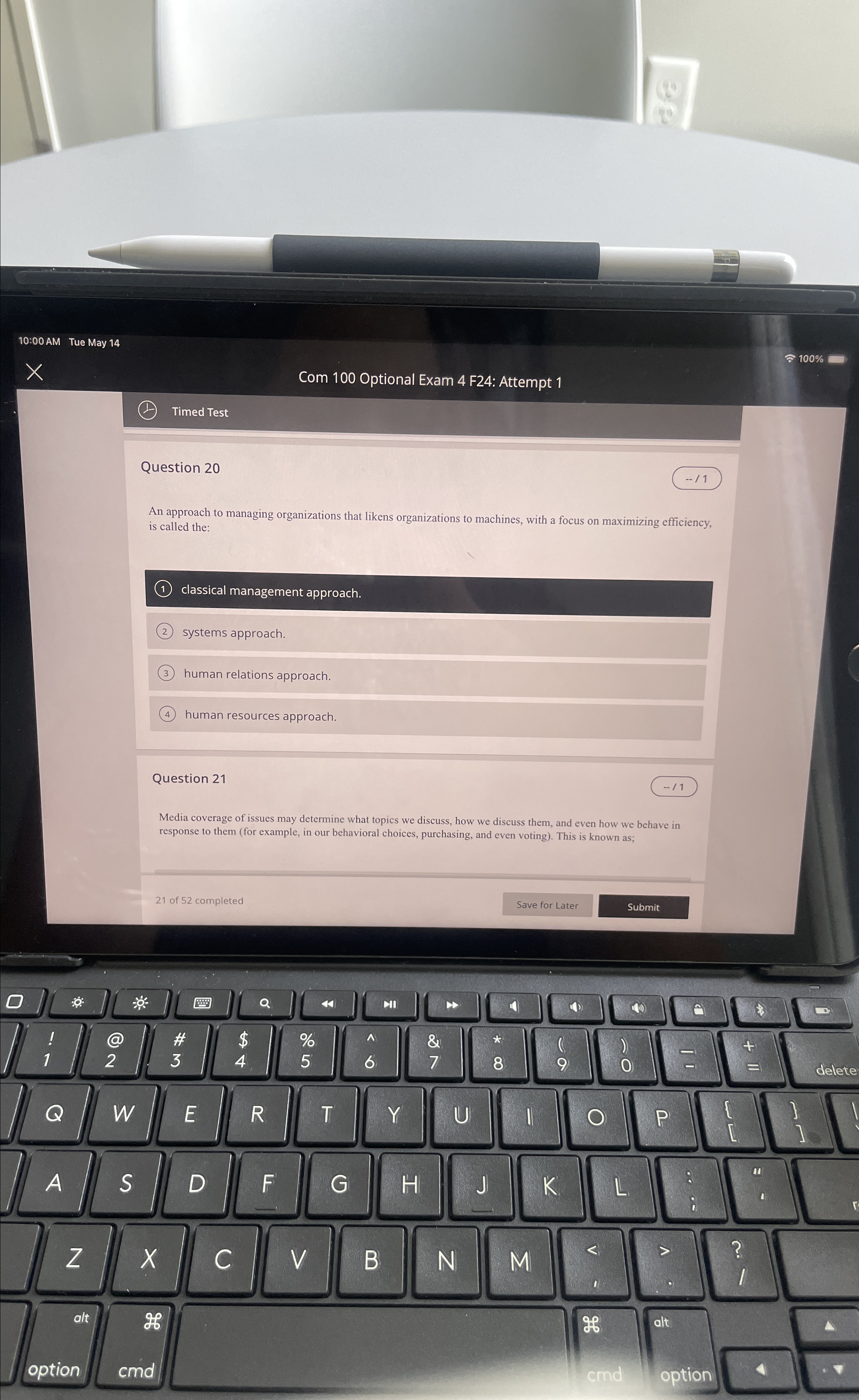  Com 100 Optional Exam 4 F24: Attempt 1 Timed Test Question